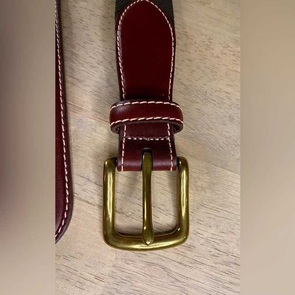 LL Bean Comfort Waist Belt‎ Men Black & Maroon Size 42